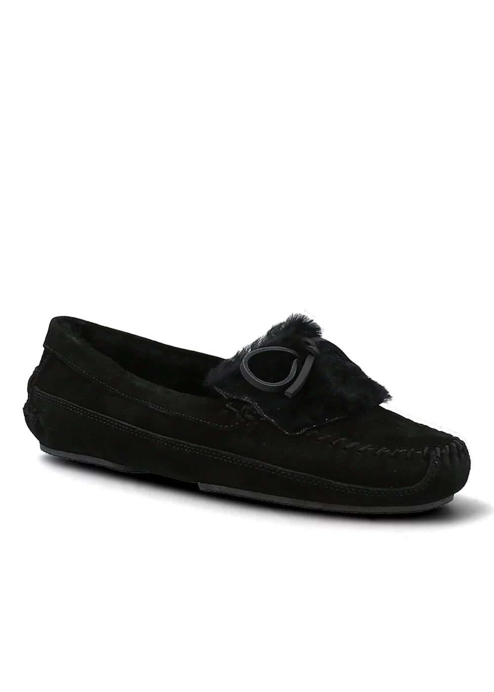 PANTOUFLE R.SHEARLING VELOURS NOIR