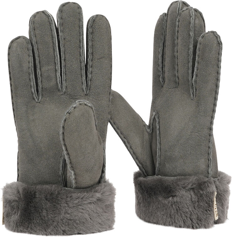 Lovelies KELLY - GLOWES - SHEEP SKIN W/ SHEARLING CUFF Dark grey