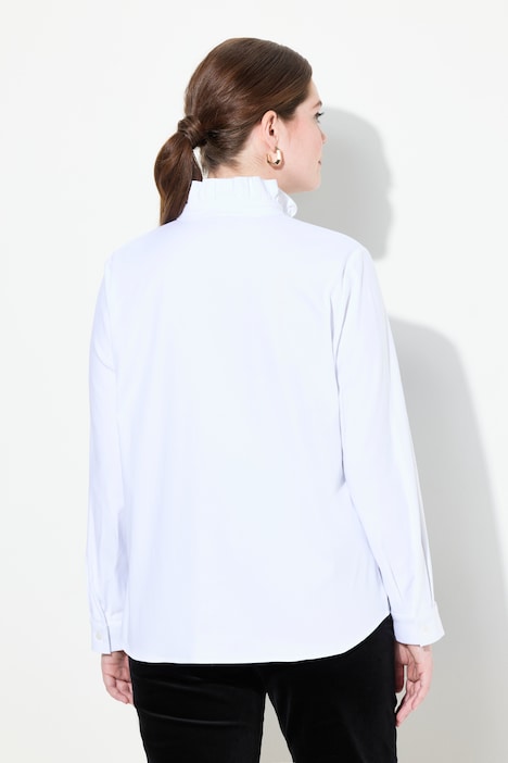 Bluse, Rüschen, Stehkragen, Langarm