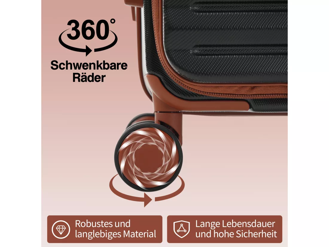 Bagage à main de 3 pièces 20&24&28 pouces– Front-Öffnungs-Design - ABS-Material - Serrure TSA - 360°Rollen-noir