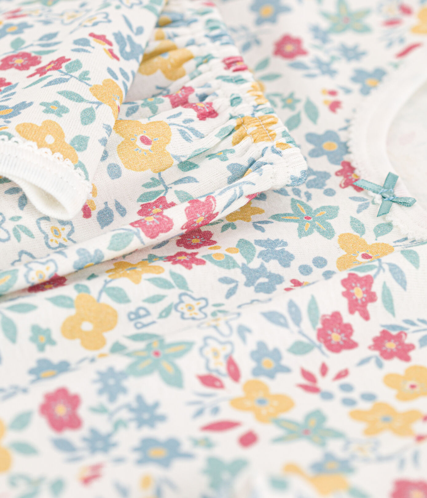 Pyjama fleurs en coton petite fille