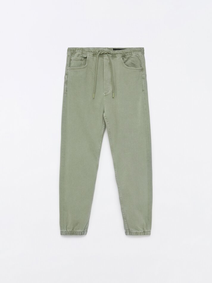 Calça jeans jogger elástica - Verde