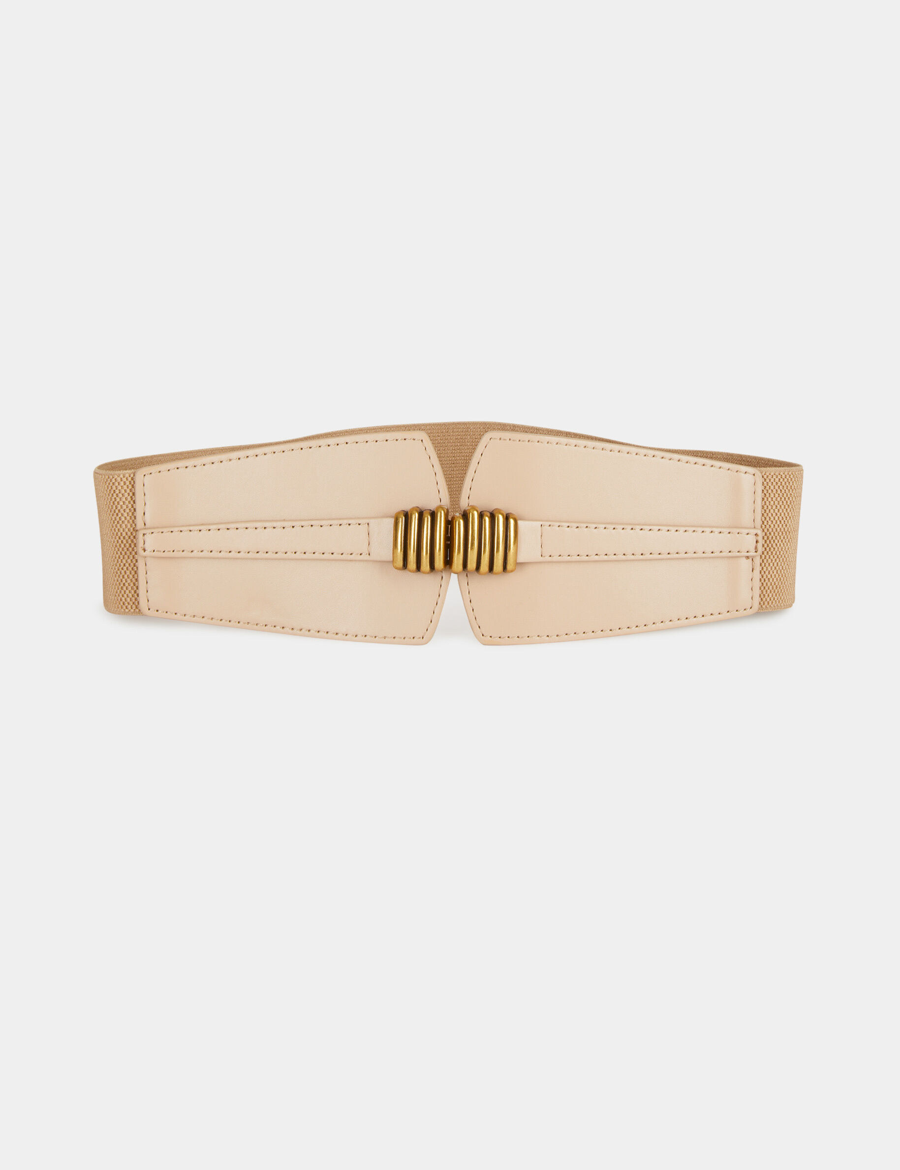 Ceinture élastiquée boucle à anneaux beige femme - beige