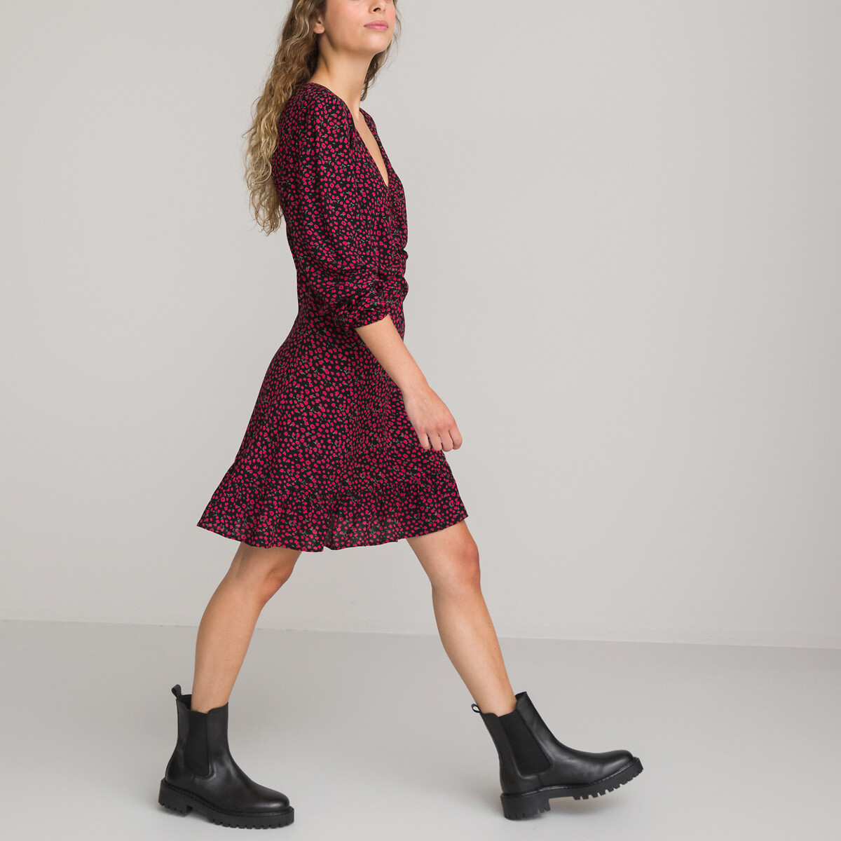 COLEÇÕES LA REDOUTE<br>Vestido com mangas compridas fluidas e estampa floral