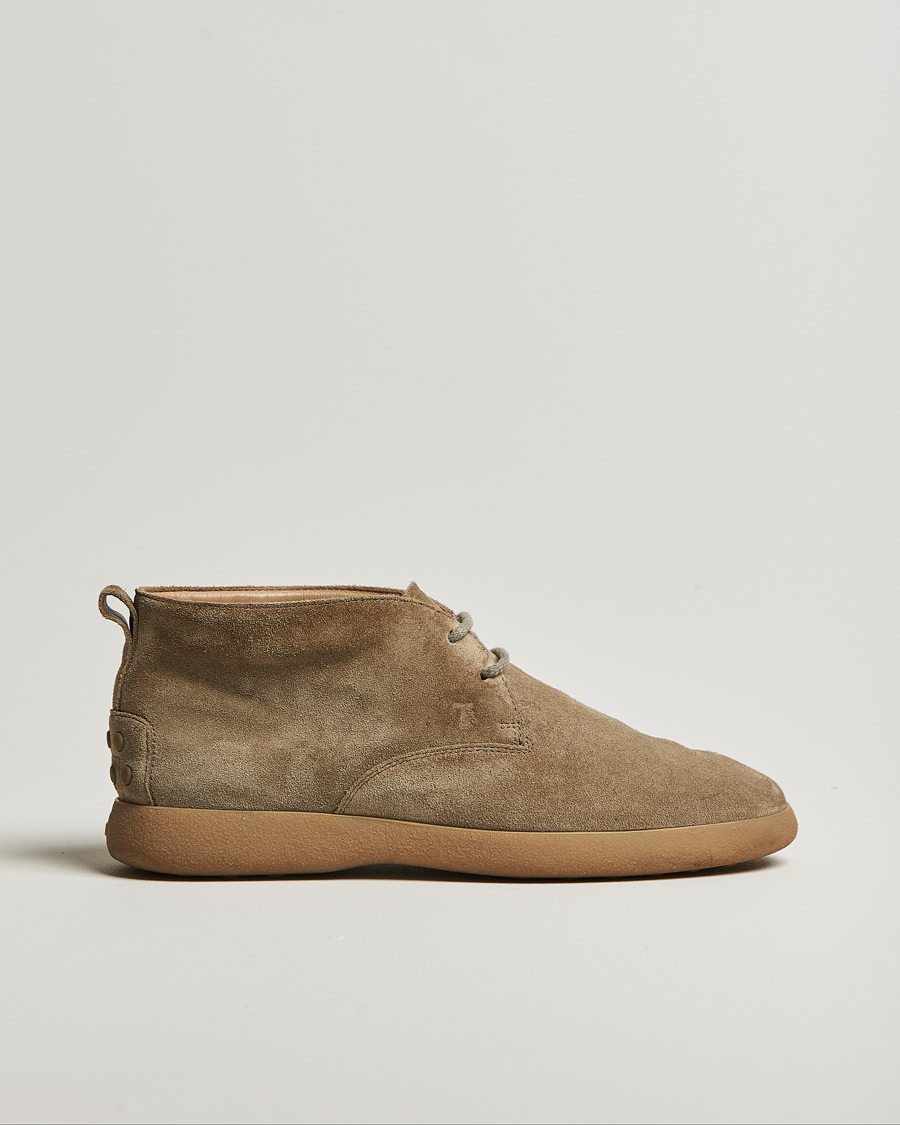 Tod's Gommino Chukka Boots Taupe Suede