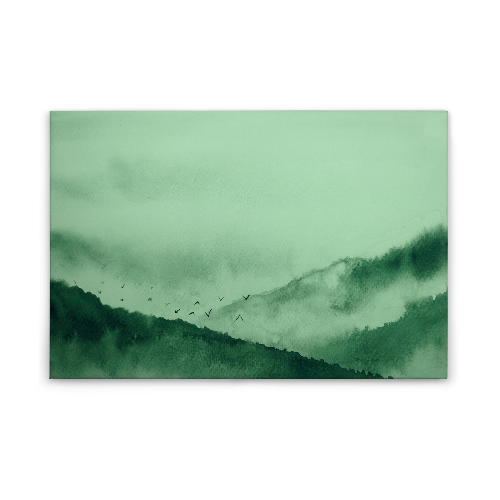 Leinwandbild NEBEL - grün-weiß - 90x60 cm