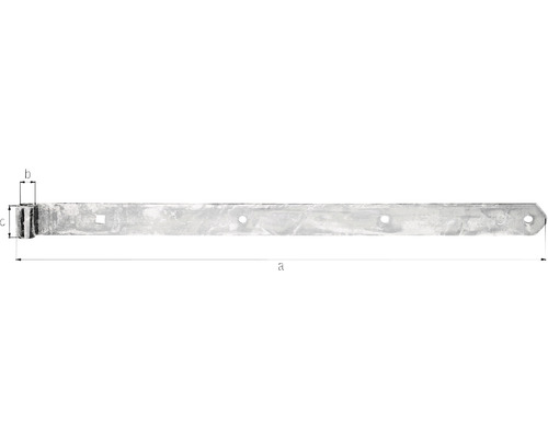 Scharniertype 8 rechte vorm lichtgewicht 700 x 16 x 45 mm verzinkt, dikke film gepassiveerd