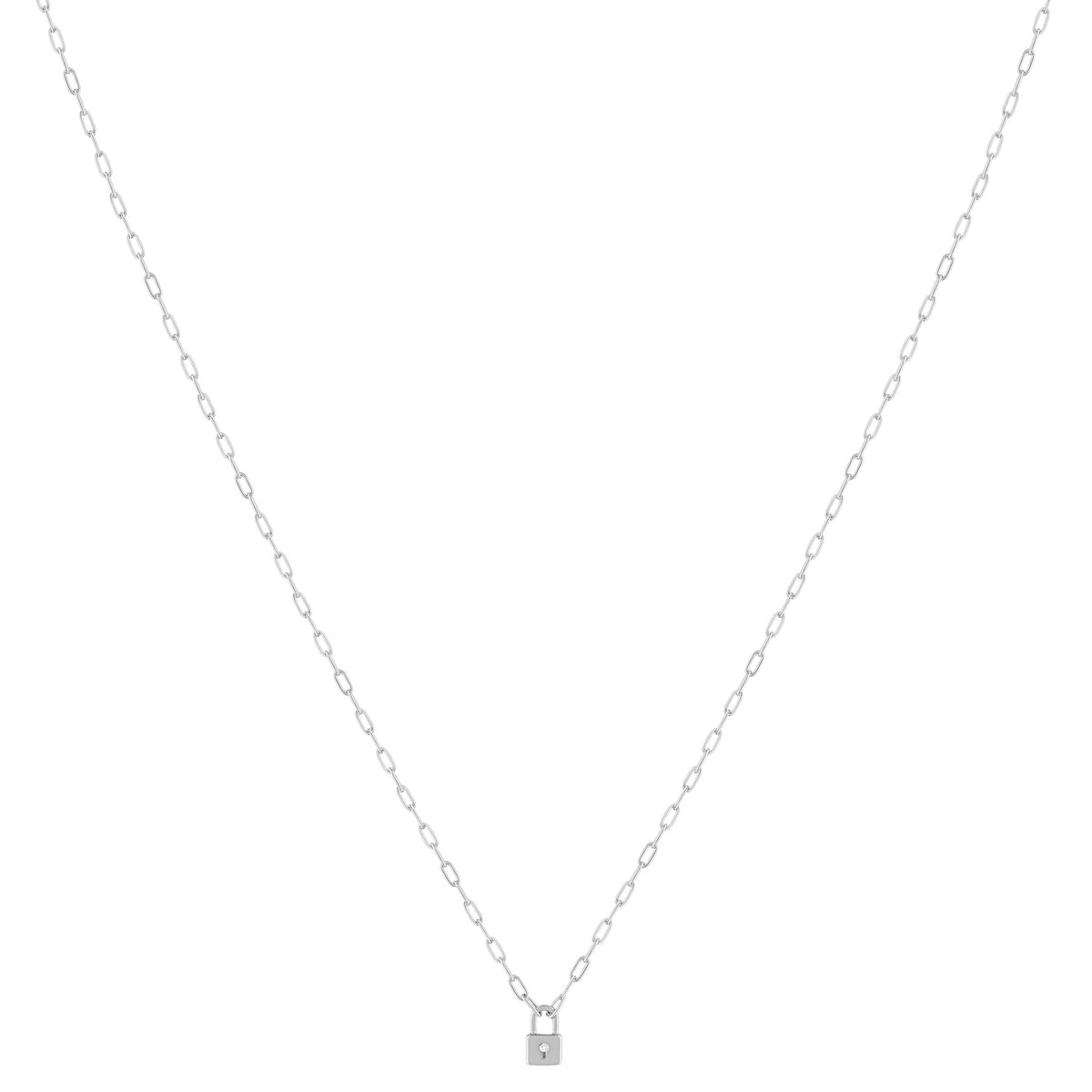 Collier argent 925, motif cadenas zirconias 45 cm