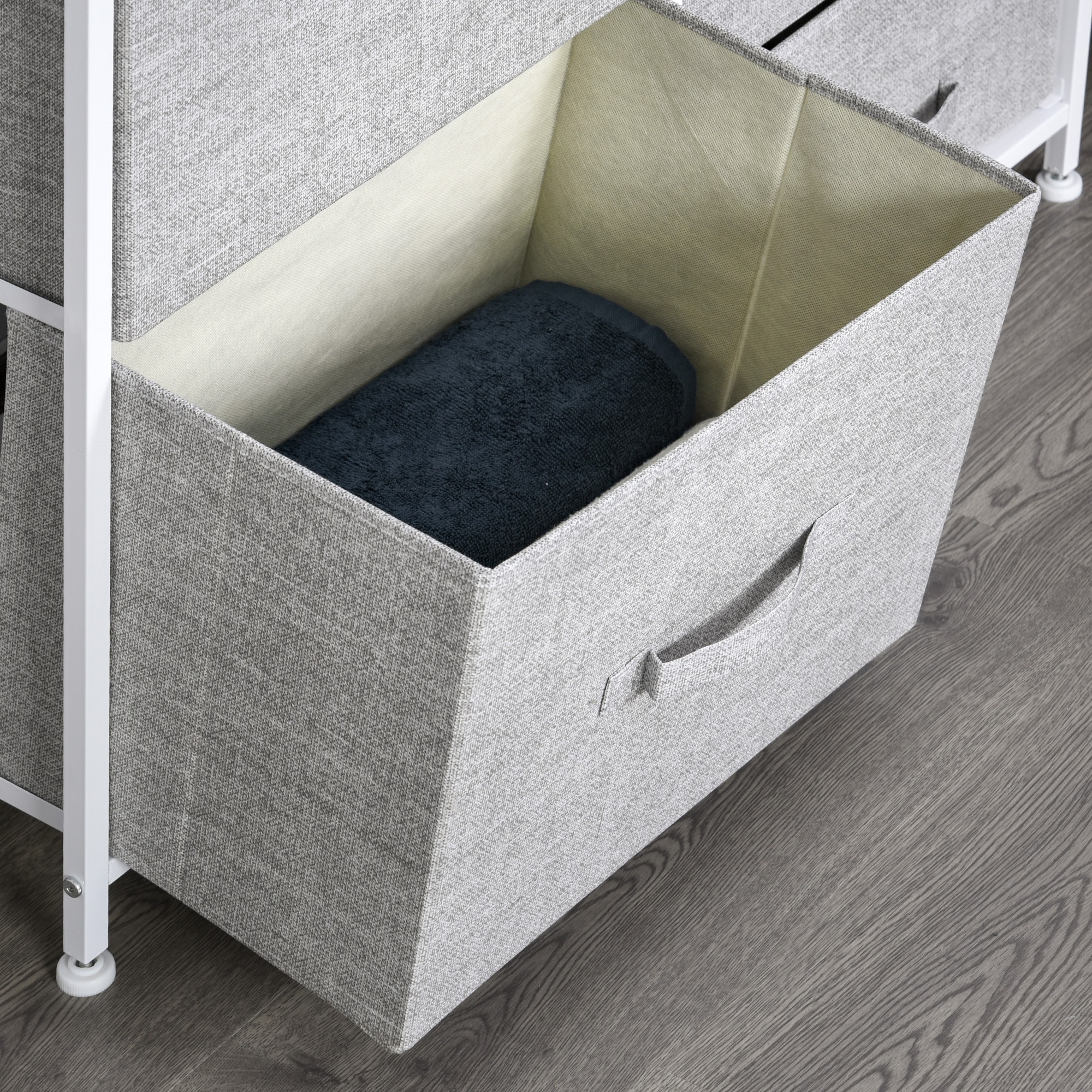 HOMCOM Stoffkommode mit 5 Stoffschubladen grau 83 x 29 x 77 cm (BxTxH)