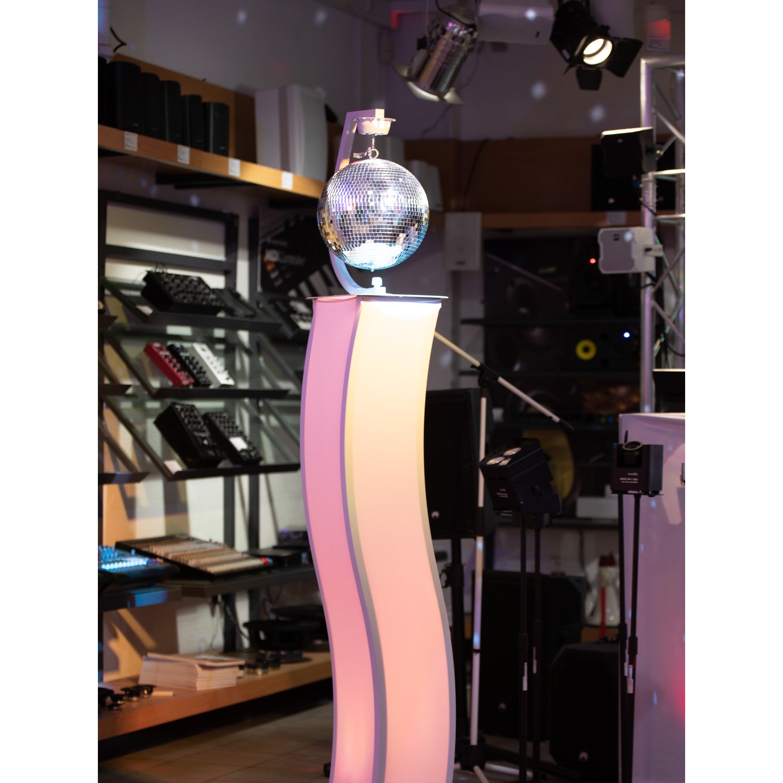 Eurolite spiegelbolmotor 30 centimeter met statief wit