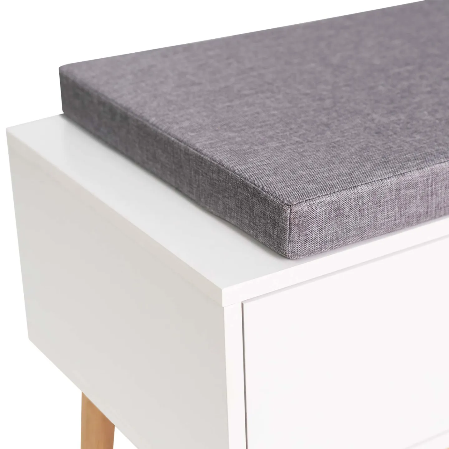 Banc coffre d'entrée chaussures LEO bois blanc