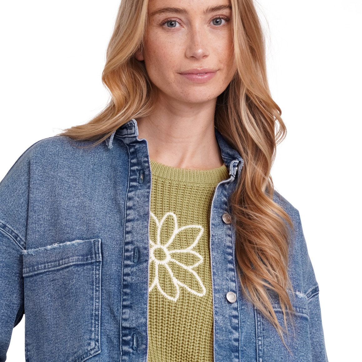 Jonas Nielsen Damen Jeanshemd mit Used-Waschung blau