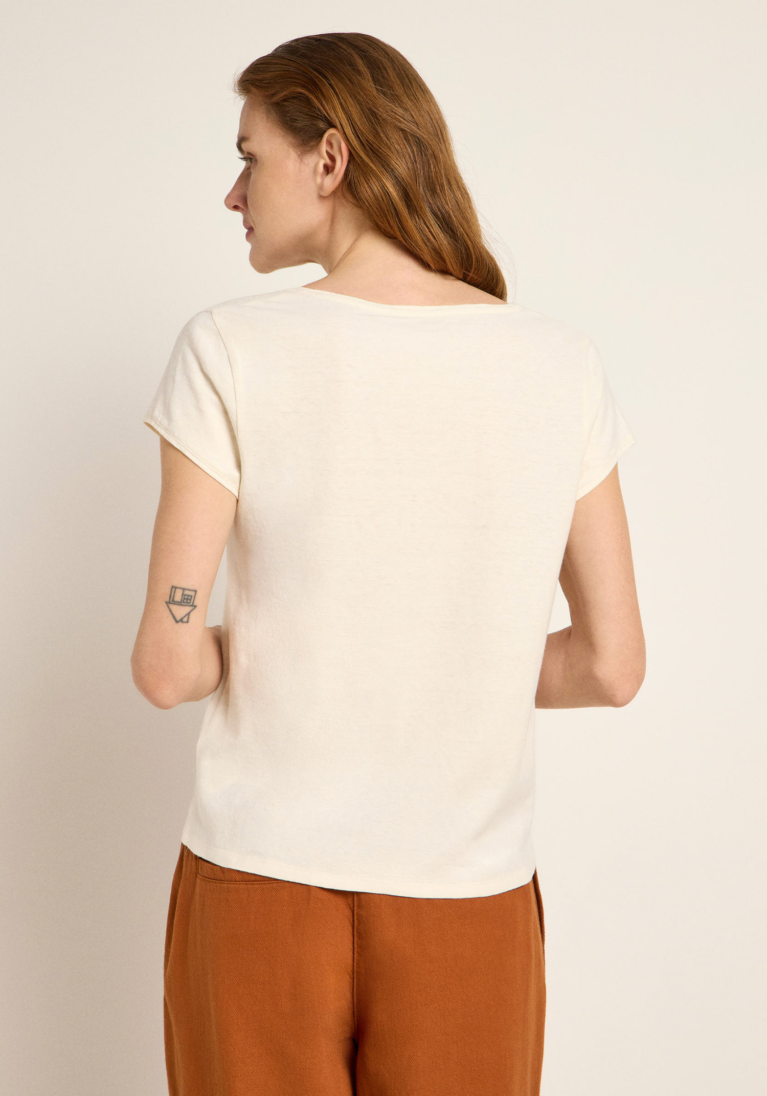 Lanius Shirt mit tiefem Ausschnitt Natural Undyed
