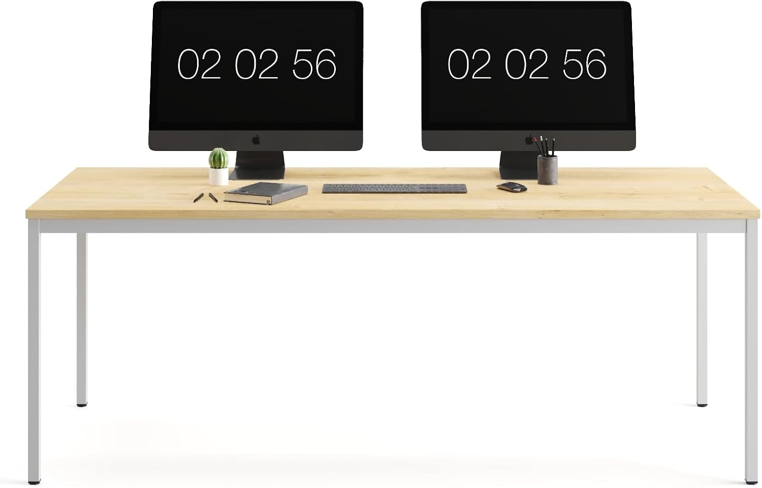 furni24 Schreibtisch-Stahl 140x70x75cm, Eiche, TÜV/GS-Einfache Montage, Arbeitstisch, Bürotisch, Küchentisch, Esstisch, Druckertisch Büro-Möbel Arbeitszimmer Computertisch Gaming-Tisch Mehrzwecktisch