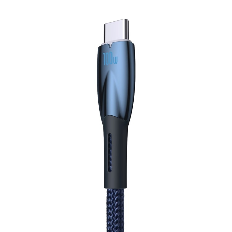 (1m) 100W USB A auf USB C Ladekabel Nylon Datenkabel - Blau