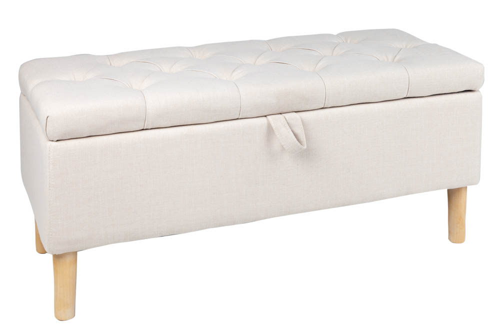 Chesterfield Truhenbank CASTLE 100cm beige Sitzbank Landhausstil mit Stauraum