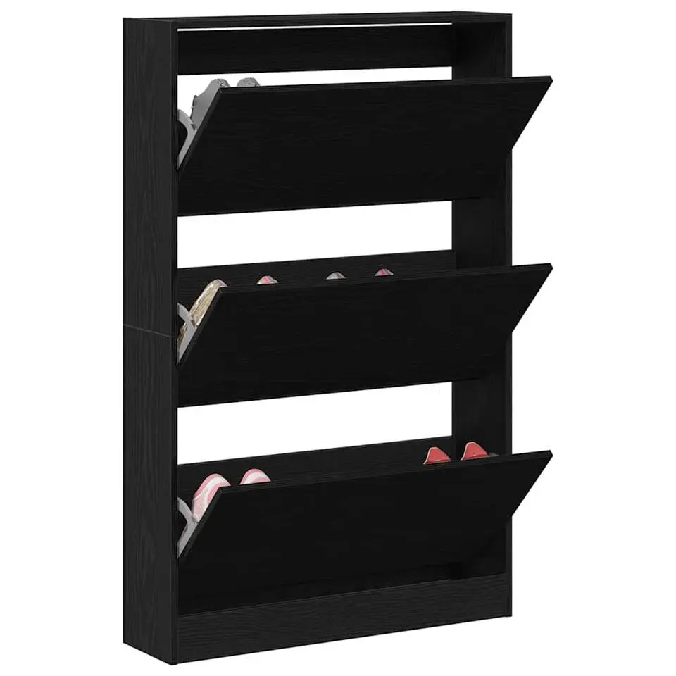 vidaXL - Schoenenkast met 3 kleppen 9 paar - Zwart eiken - 80x21x125,5 cm