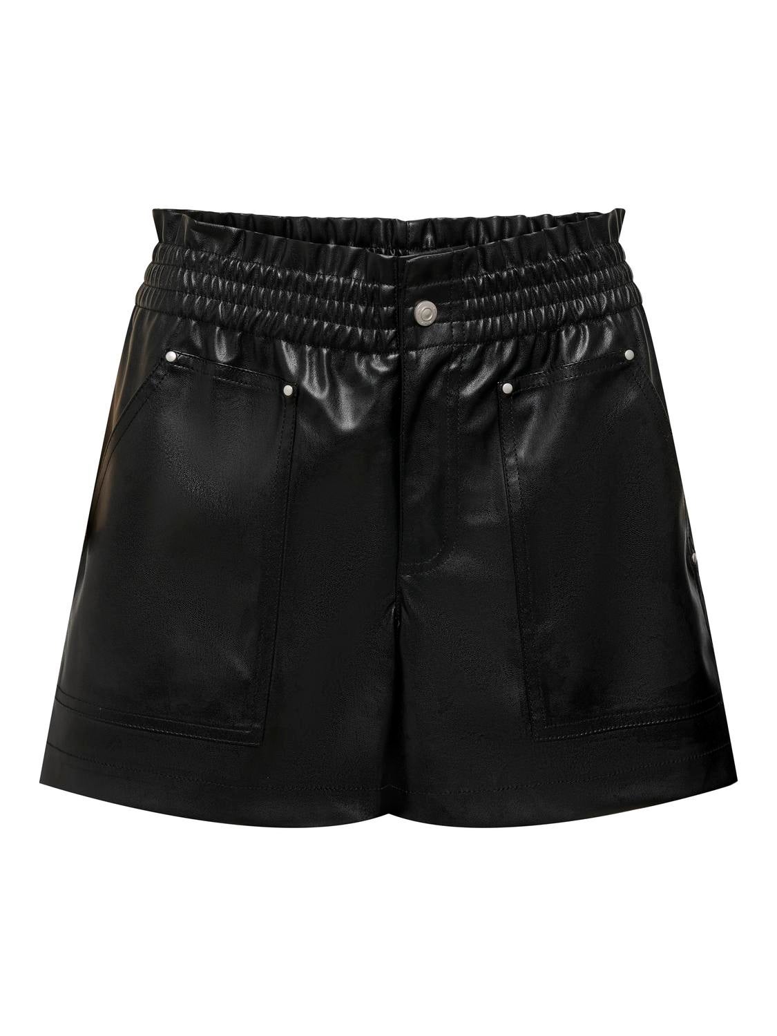 ONLLINA Komfort Fit Kunstledershorts Black
