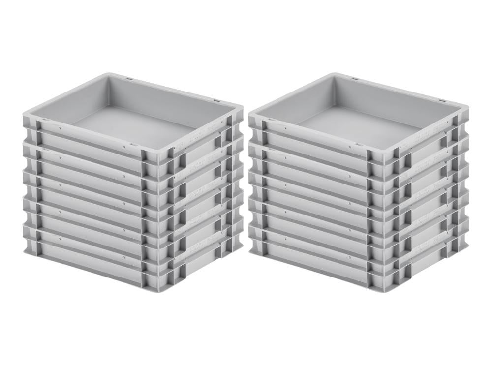 PROREGAL Eurocontainer met gesloten handgreep HxBxD 7,5 x 30 x 40 cm 9 liter Grijs Eurobox Transportbox Transportcontainer Stapelbak