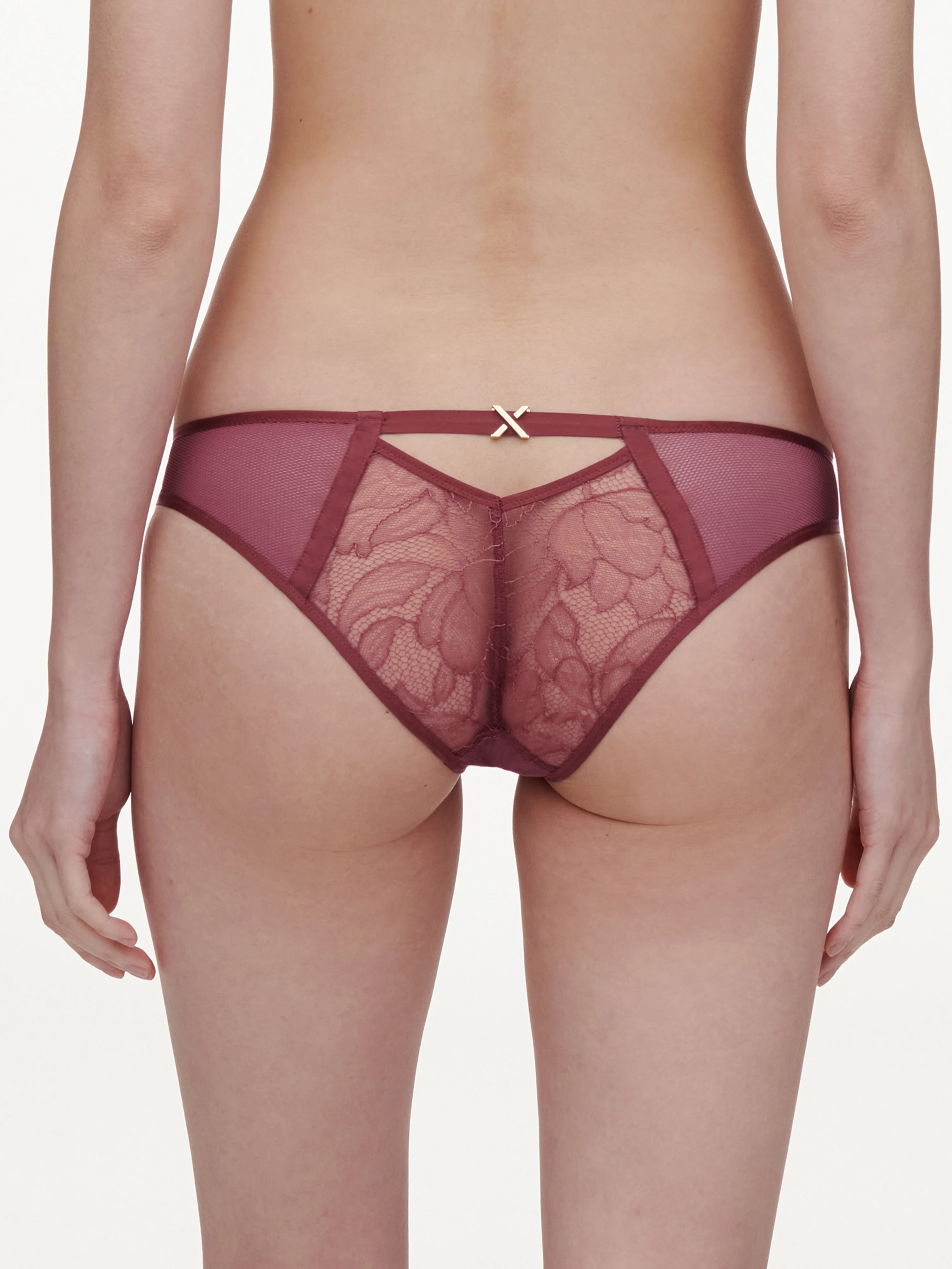 XQUISITE - Slip dégagé avec dentelle de leavers | Rose