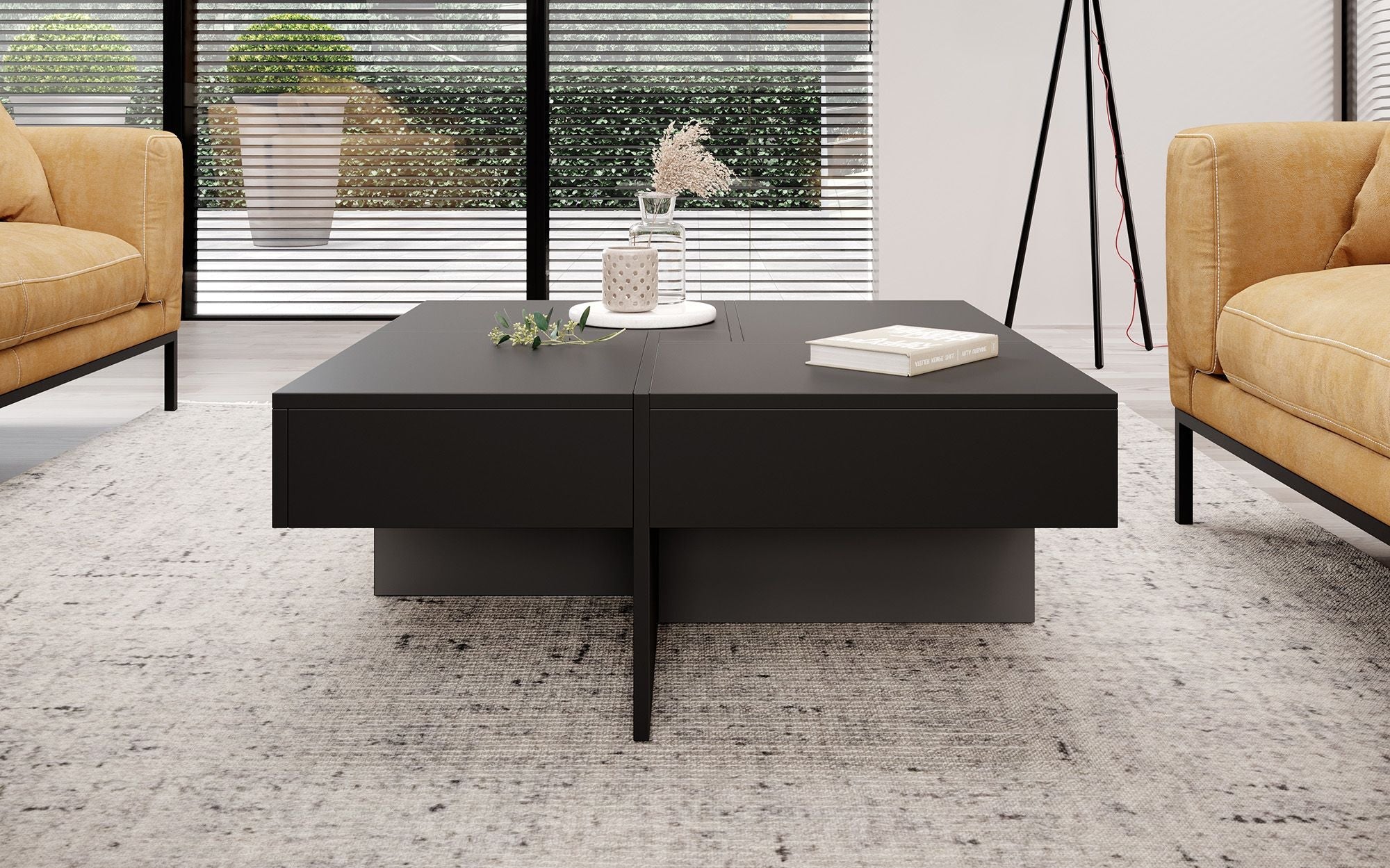 Meubella - Salontafel Dereck - Mat zwart - 85 cm