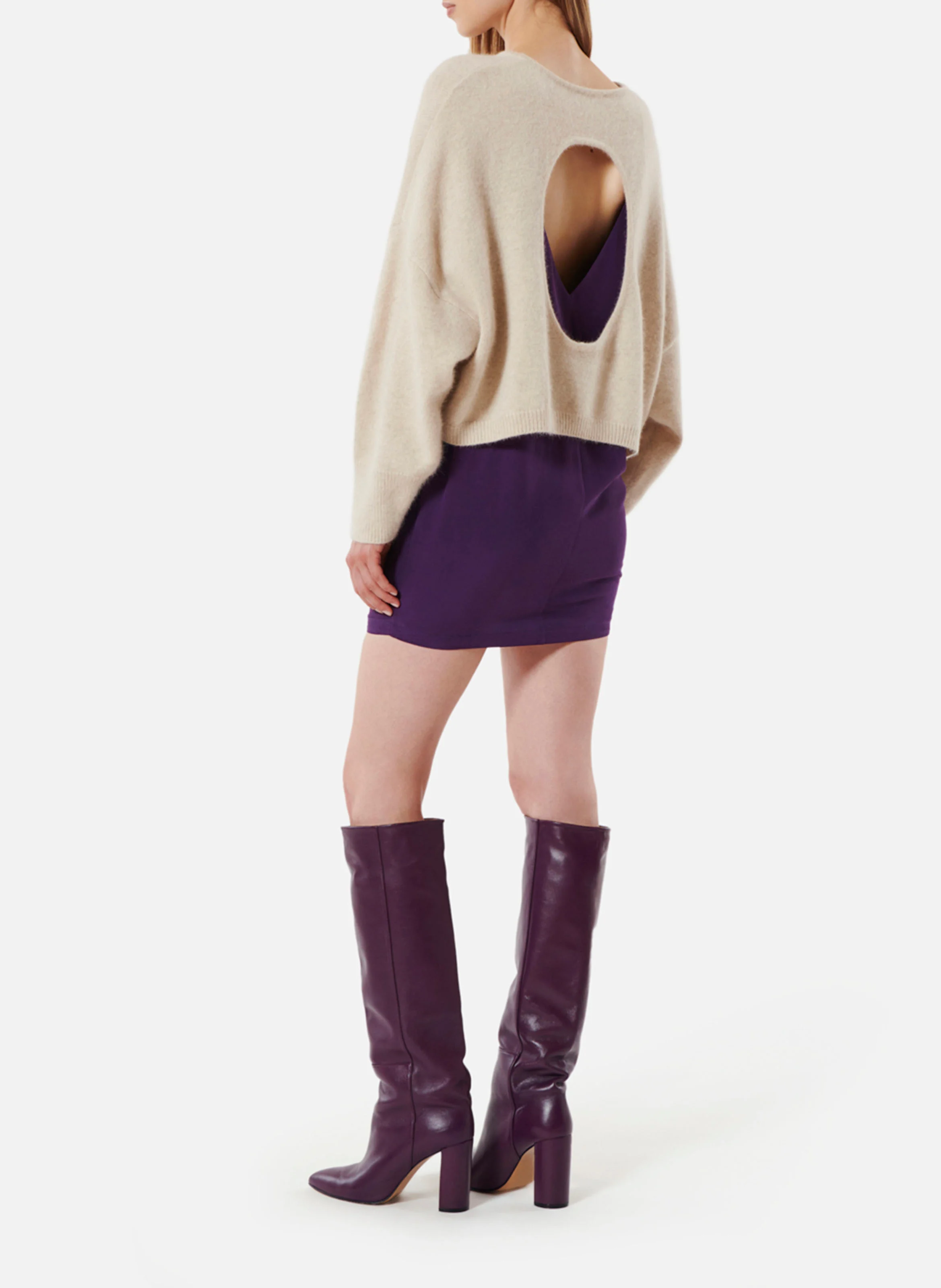 BIRKIN - Pull col rond en laine mélangée | Beige