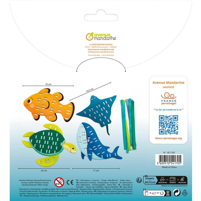 Rubans à tisser, Animaux marins - Bleu
