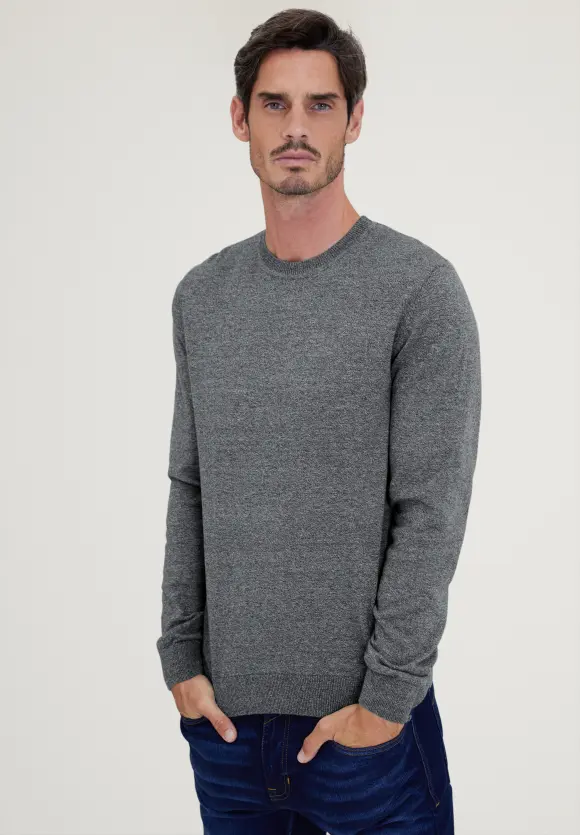 Softer Mouliné Pullover - stone grey melange