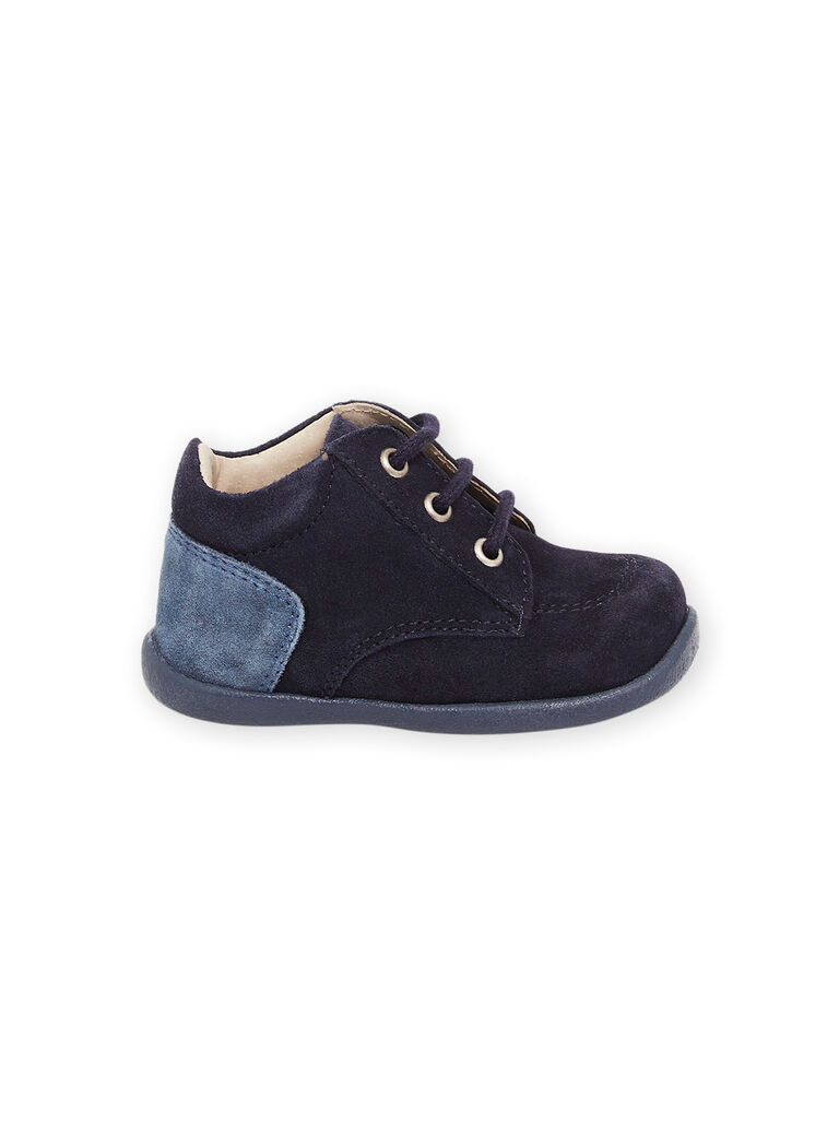 Bottillons bicolore en croûte de cuir bleu