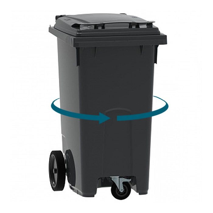 Afvalcontainer 240 liter grijs op 3 wielen - super wendbaar (6097143462424)