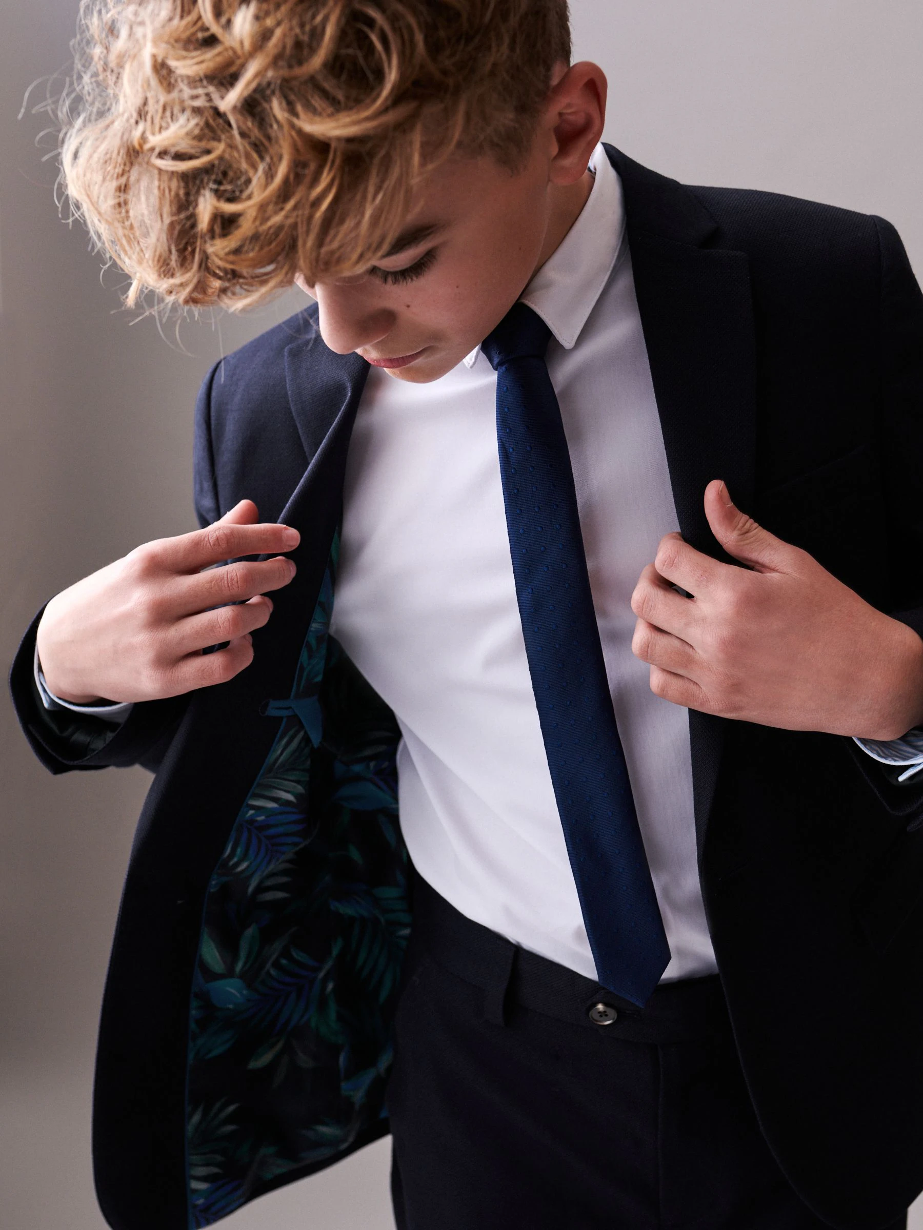 Marineblauw - Premium Tollegno Italiaans wollen pak: colbert (3-16jaar)