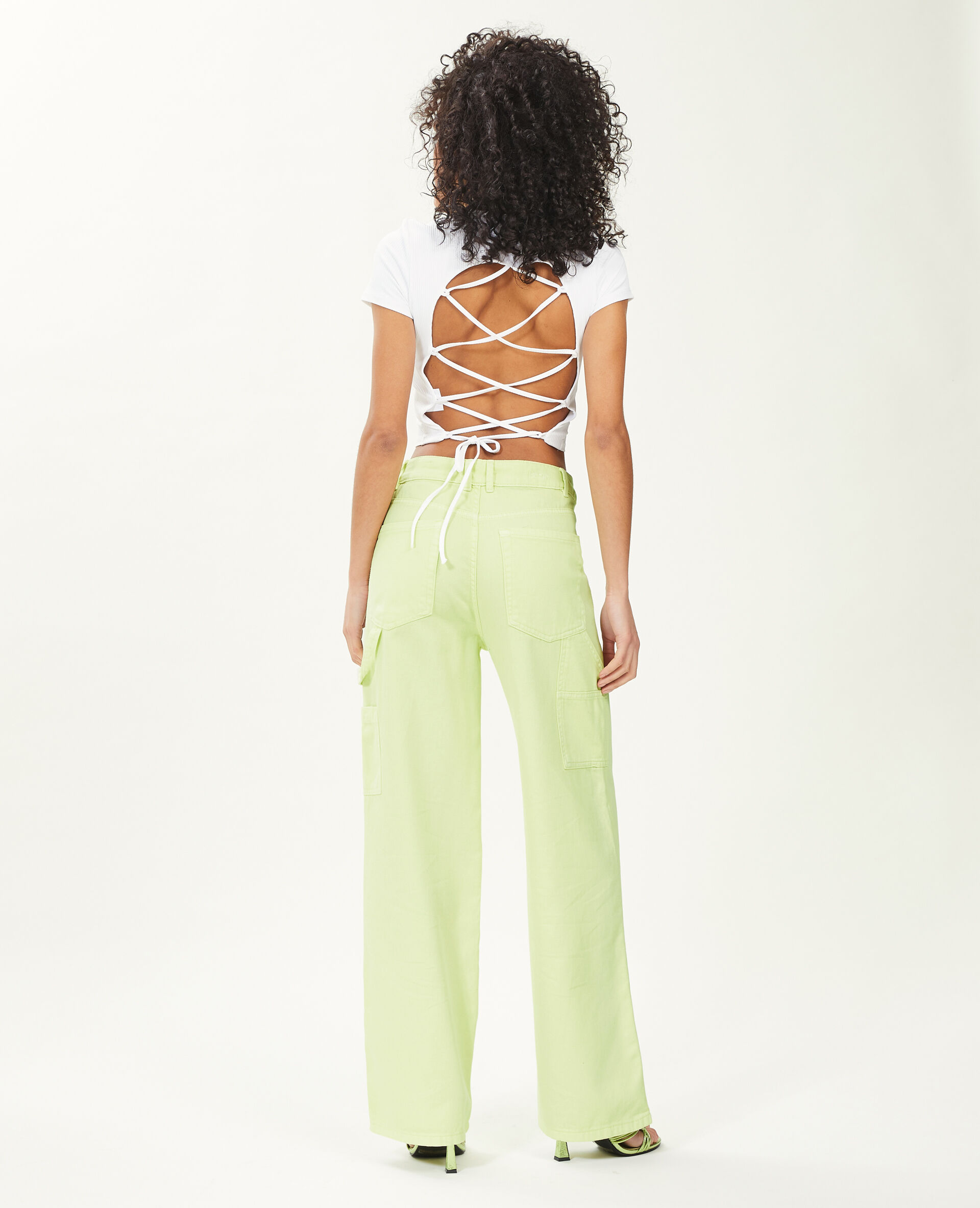 Jean cargo large - Jaune fluo