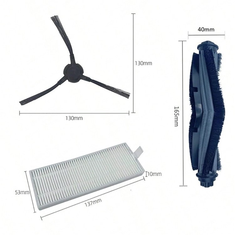 (13-tlg. Set) Ersatz Seiten Bürsten / Hepa Filter / Mopp Tuch /  Gummi Lamelle für Ecovacs Deebot Staubsauger Roboter U2 / U2 DGN22