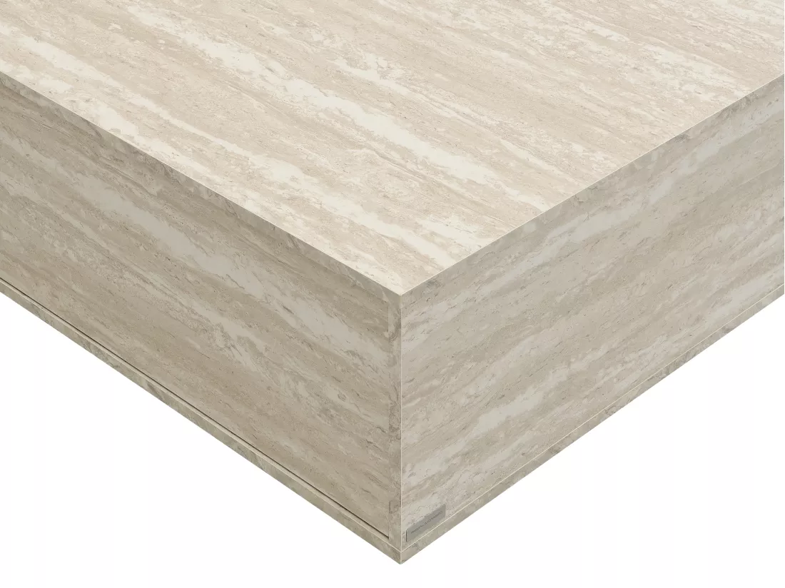 Table basse avec 2 tiroirs en MDF - Effet travertin beige - ANTRIM de Pascal Morabito