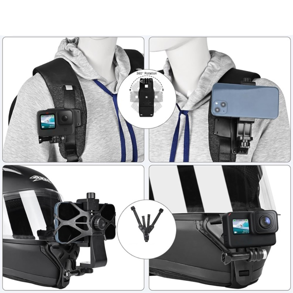 11in1 Kamera Zubehör Kit Bundle Set mit Brustgurt / Kopfband und Handy Halterung für GoPro Hero
