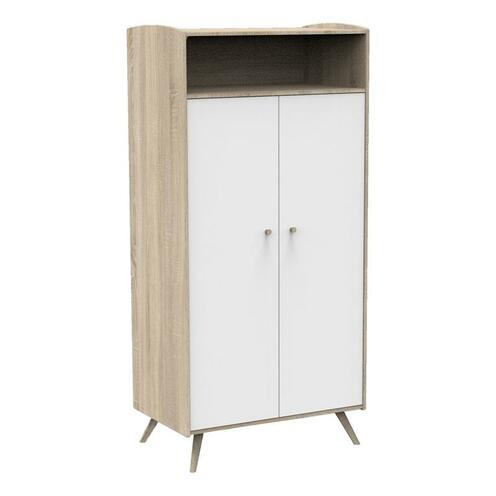 Chambre TRIO Lit 60x120 Commode Armoire ACCESS Blanc Bois - SAUTHON