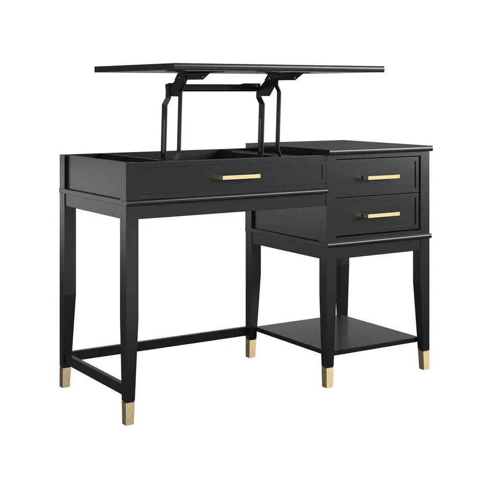 Westerleigh - Computerbureau met lifttop in zwart MDF
