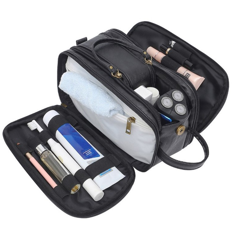 (26x15x17cm) Reise Kulturbeutel Kosmetik Make Up Tasche Necessaire Organizer Bag - Schwarz