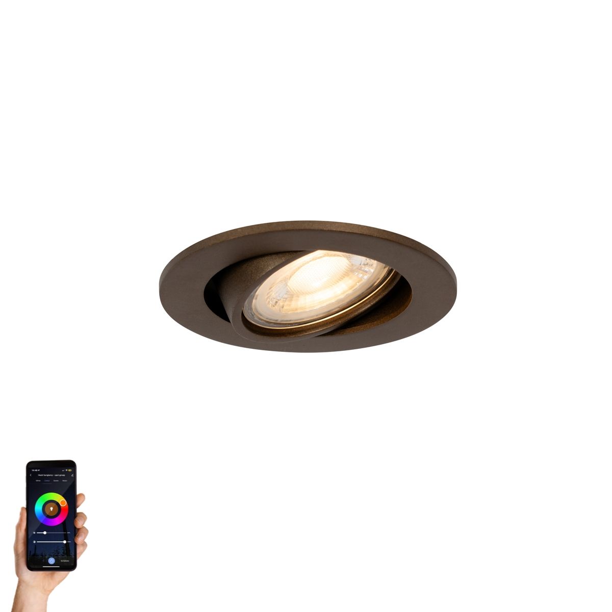 Smart inbouwspot donkerbrons kantelbaar incl. Wifi GU10 50mm - Cisco