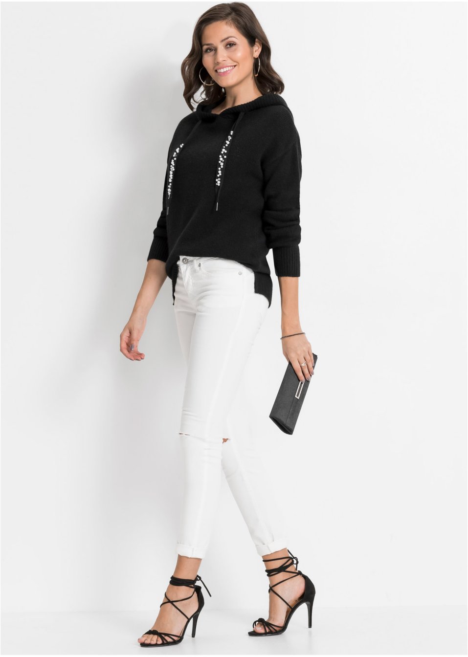 Pull en maille à capuche
