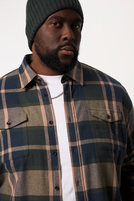 STHUGE Karo-Flanellhemd, Langarm, Modern Fit, Kentkragen, bis 8 XL