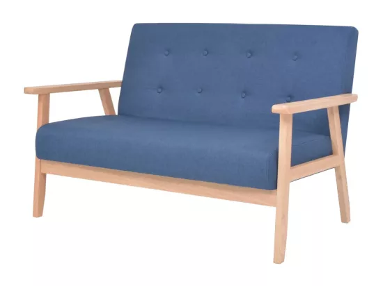 NETTLIFE Ensemble de canapé 2 pcs Tissu bleu
