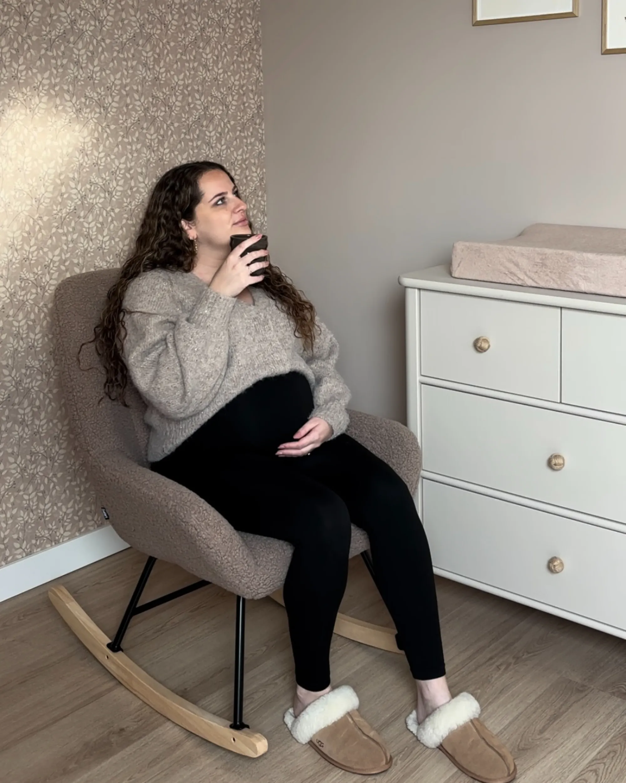 Schommelstoel KINNO Bouclé Beige