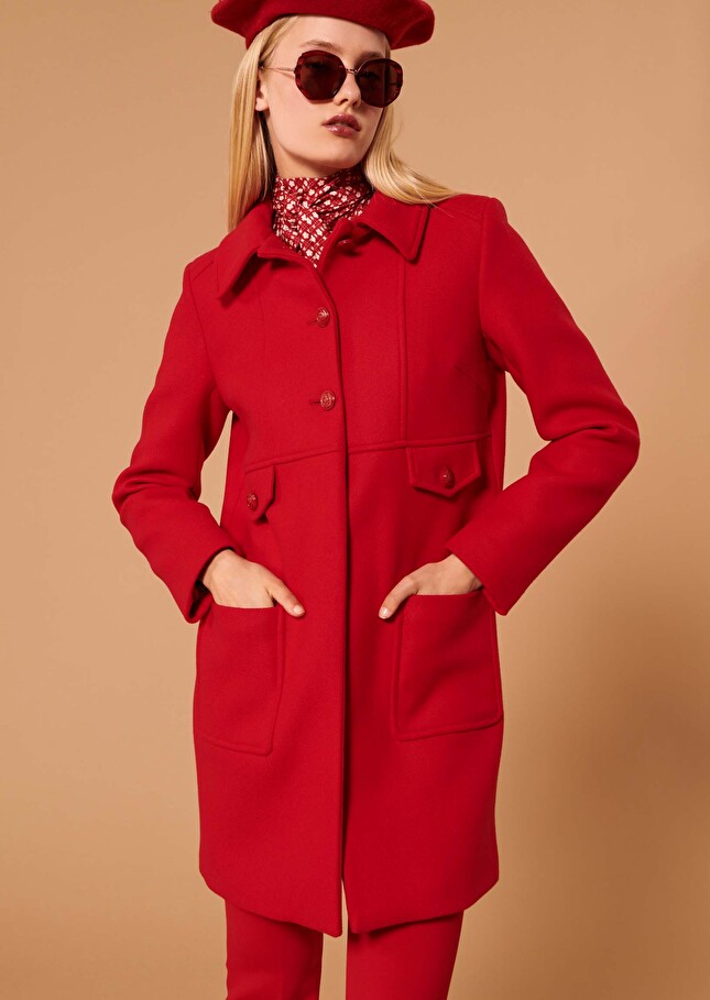 Manteau Majarouge en velours de laine
