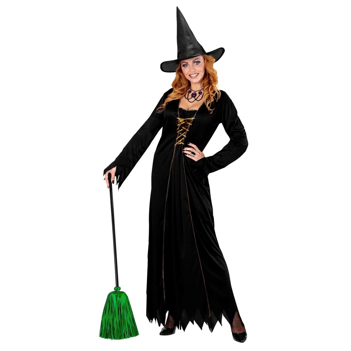 Halloween Heksenbezem Groen 92cm