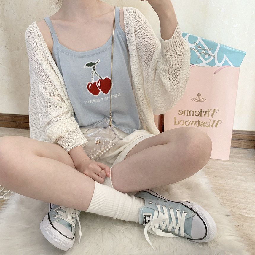 Glotto - Cherry Jacquard gebreide camisole top
