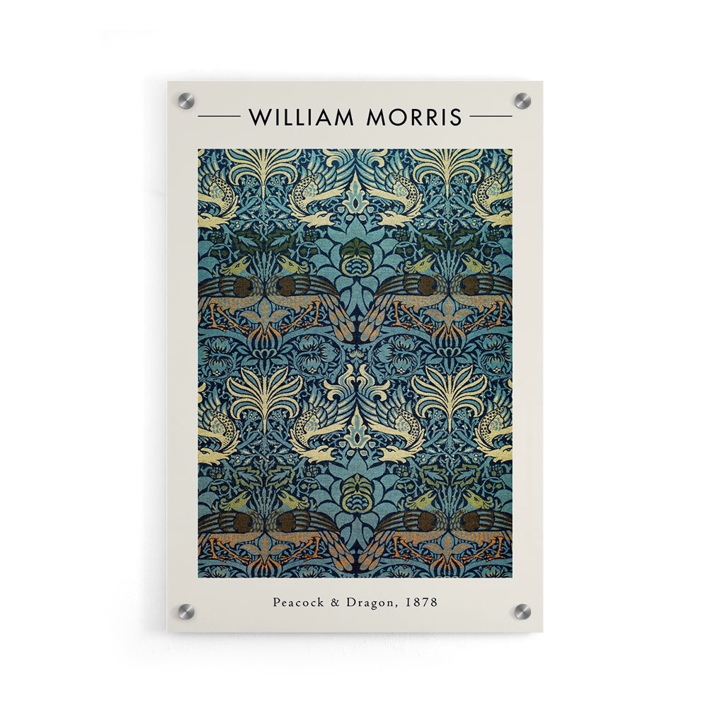 Walljar plexiglas schilderij - William Morris - Peacock and Dragon Plexiglas schilderij - 50 x 70 cm