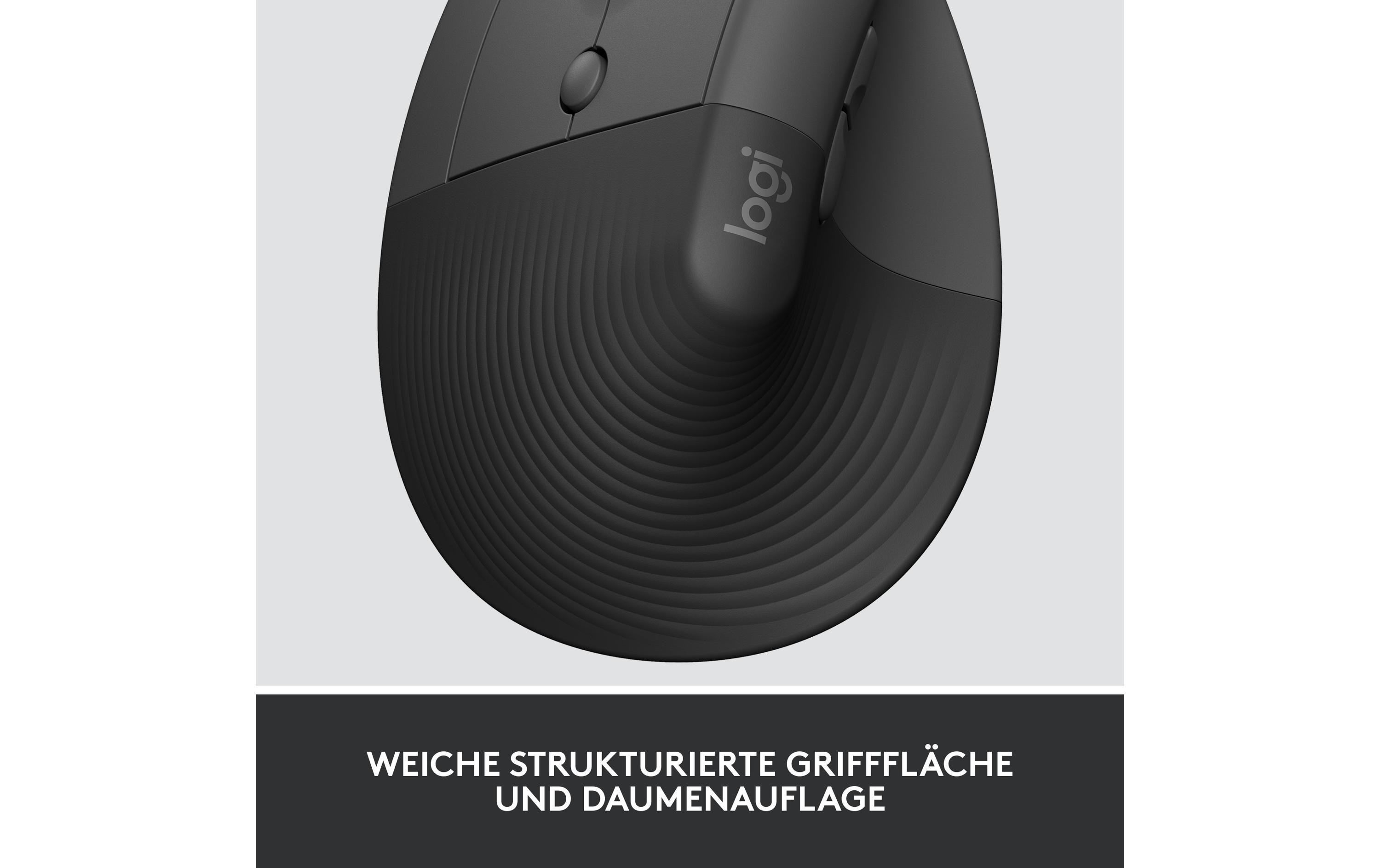 Ergonomische Maus Lift for Business Left GraphiteKomfortable ergonomische Linkshänder-Maus mit vertikalem Design für kleine bis mittelgrosse Hände