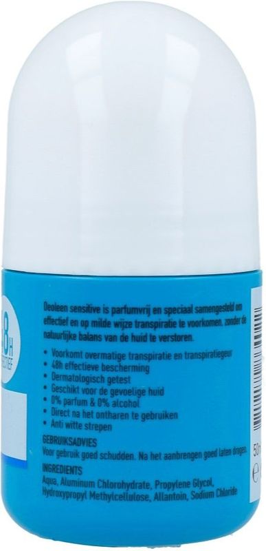 Deoleen - Anti-transpirant Deodorant Roller - Sensitive - Zonder Parfum en Alcohol