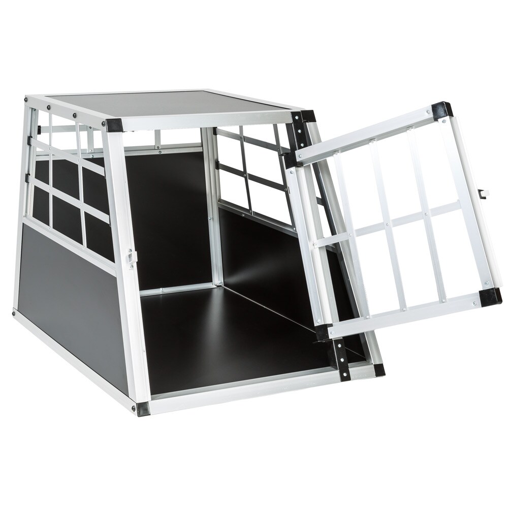 tectake® Hundetransportbox single, mit gerader Rückwand, verschließbare Gittertür, mit schützenden Kunststoffecken